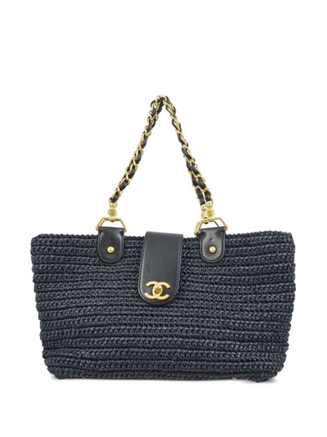 chanel quilted cc raffia chain tote|chanel purses sale.